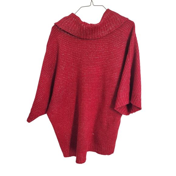 Kim Rogers Red Cowl Neck Short Sleeve Sweater Womens Size 1X - Picture 2 of 3